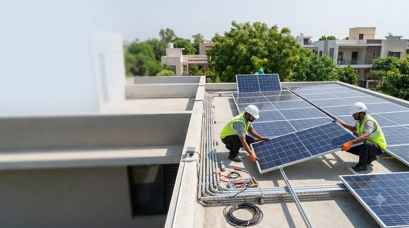 Professional solar installation technicians